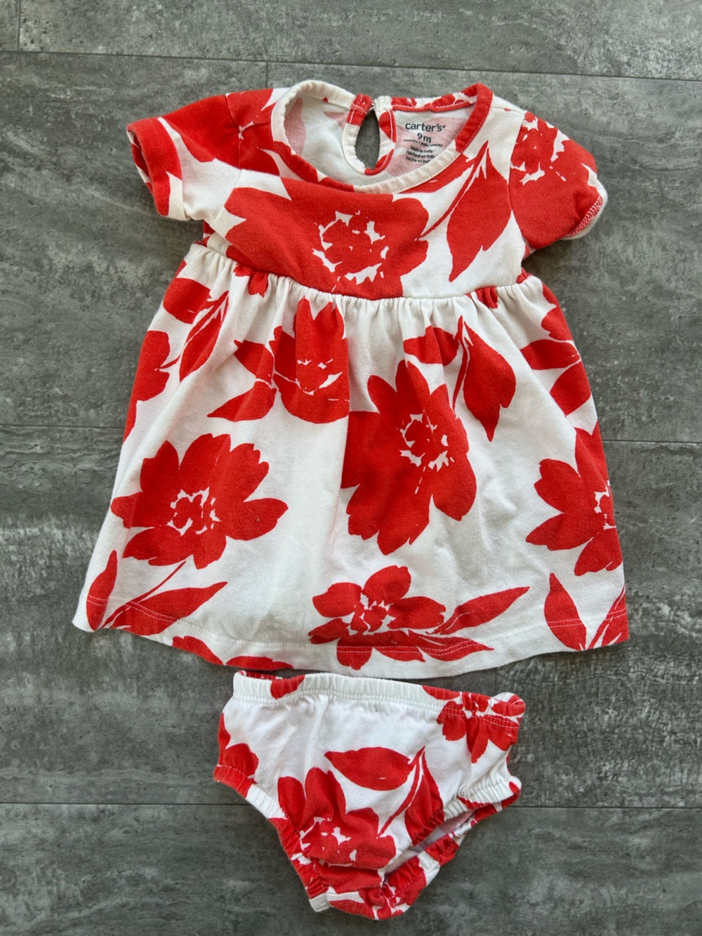 Kids Floral Dress in Red and White